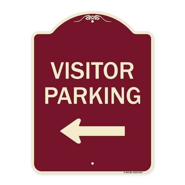 Signmission Designer Series-Visitor Parking Left, Burgungy Heavy-Gauge Aluminum, 24" x 18", BU-1824-9743 A-DES-BU-1824-9743 - main